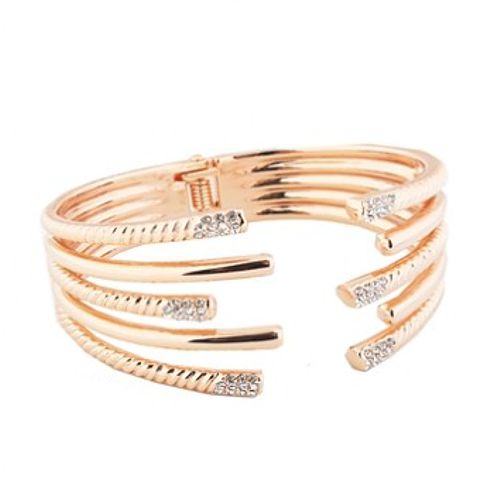 Rose gold plated Fashion Bracelet - Wrap Around CZ Cuff - Click Image to Close